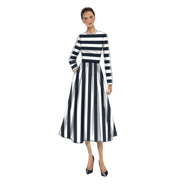 Vogue Schnittmuster V9197 - Kleid - eingeriehen, angesetzter Rock – Bild 2