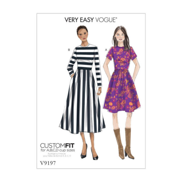 Vogue Schnittmuster V9197 - Kleid - eingeriehen, angesetzter Rock – Bild 4