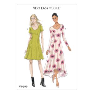 Vogue Schnittmuster V9199 - Kleid - Teilungsnähte - ausgestellter Rock