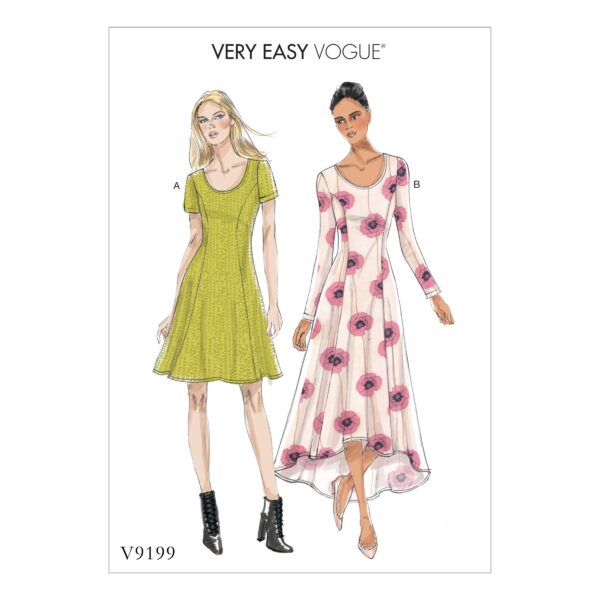 Vogue Schnittmuster V9199 - Kleid - Teilungsnähte - ausgestellter Rock