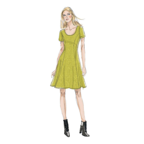 Vogue Schnittmuster V9199 - Kleid - Teilungsnähte - ausgestellter Rock – Bild 3