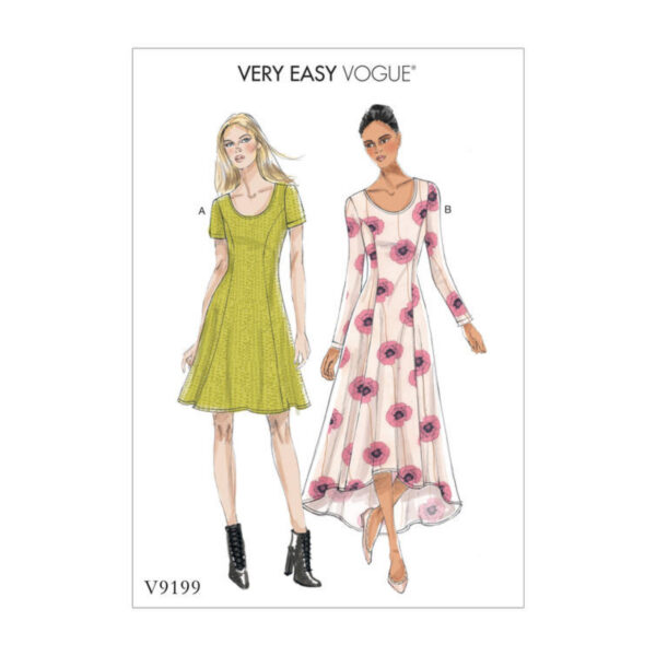 Vogue Schnittmuster V9199 - Kleid - Teilungsnähte - ausgestellter Rock – Bild 4