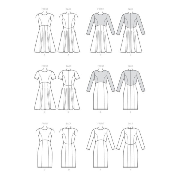 Vogue Schnittmuster V9202 - Kleid - Teilungsnähte - Glockenrock - Etuikleid – Bild 10