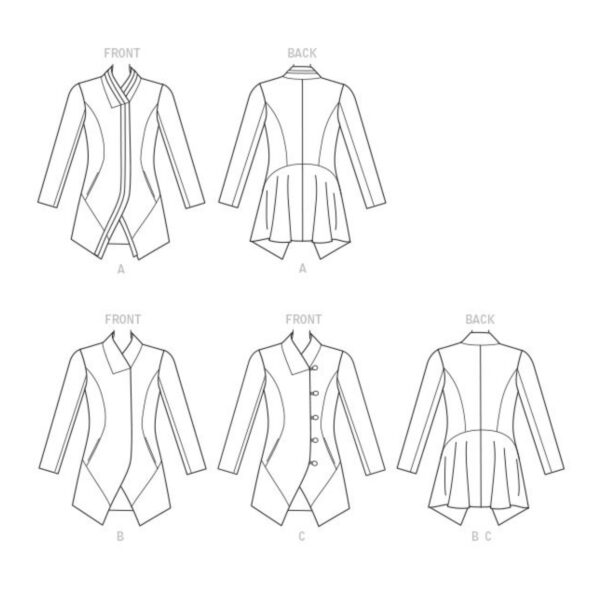 Vogue Schnittmuster V9212 - Jacke - seitlich geknöpft - Schösschen hinten – Bild 10