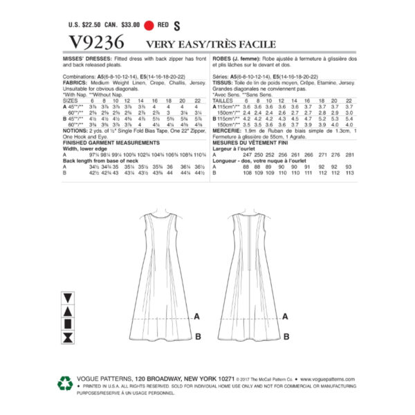 Vogue Schnittmuster V9236 - Kleid - Jerseykleid - Sommerkleid – Bild 5