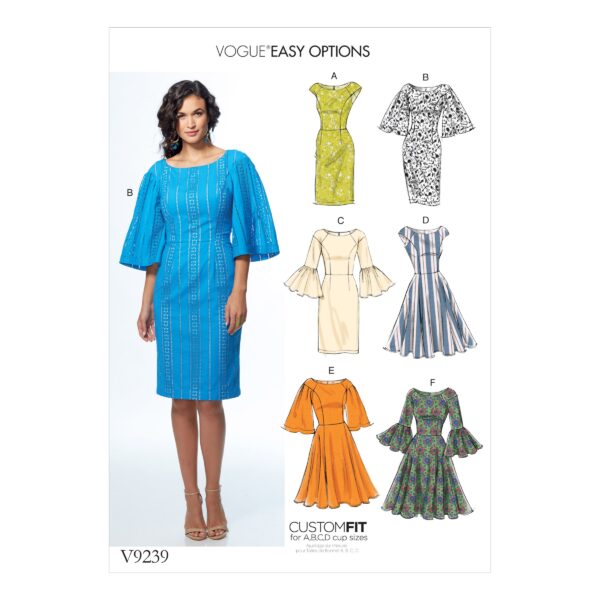 Vogue Schnittmuster V9239 - Kleid - Etuikleid - verschiedene Ärmellösungen