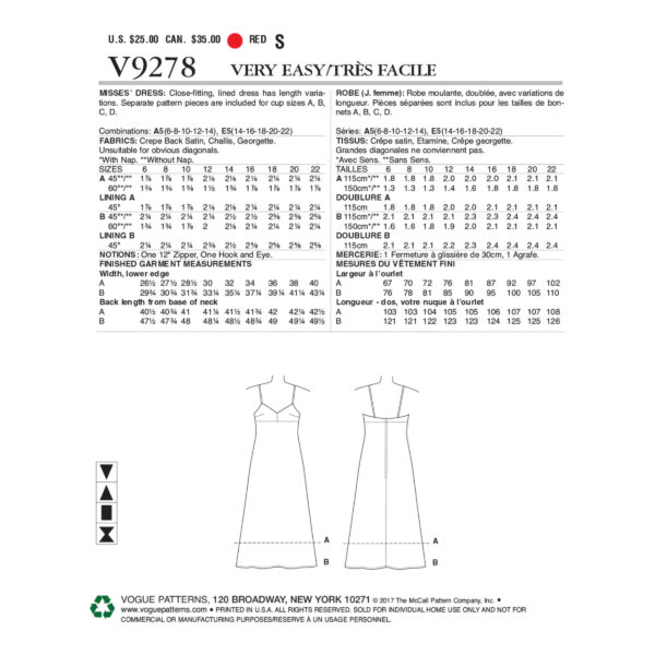 Vogue Schnittmuster V9278 - Kleid - Trägerkleid - Sommerkleid – Bild 7