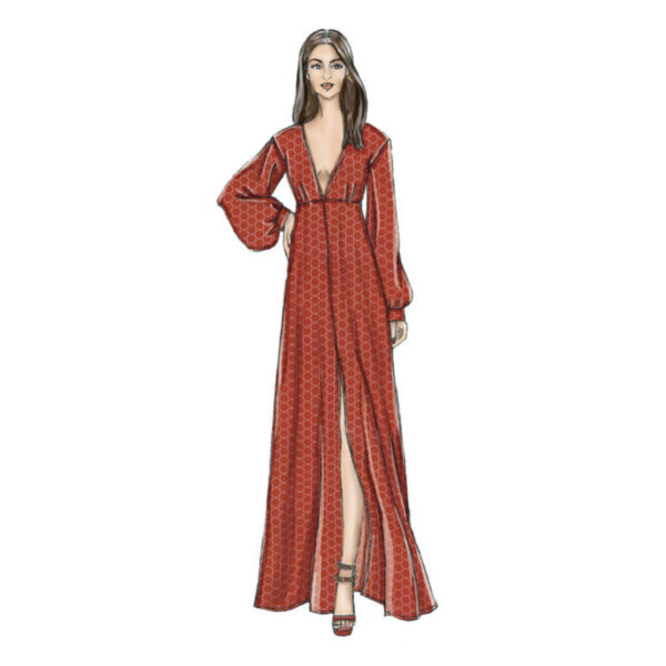 Vogue Schnittmuster V9311 - Kleid - V-Ausschnitt - Volant am Saum – Bild 3