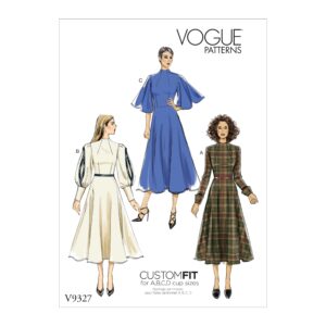 Vogue Schnittmuster V9327 - Kleid - Glockenrock - hochgeschlossen