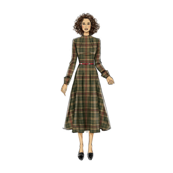 Vogue Schnittmuster V9327 - Kleid - Glockenrock - hochgeschlossen – Bild 2