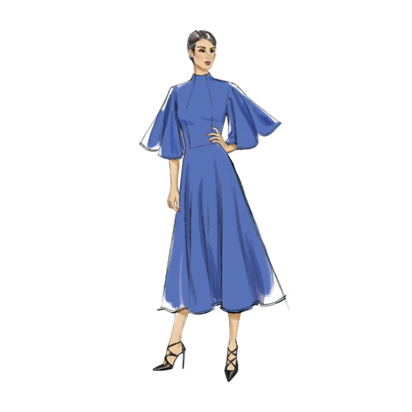 Vogue Schnittmuster V9327 - Kleid - Glockenrock - hochgeschlossen – Bild 3