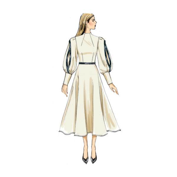 Vogue Schnittmuster V9327 - Kleid - Glockenrock - hochgeschlossen – Bild 4