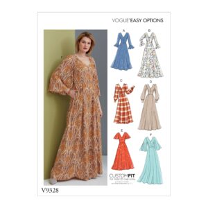 Vogue Schnittmuster V9328 - Kleid - Glockenrock - V-Ausschnitt