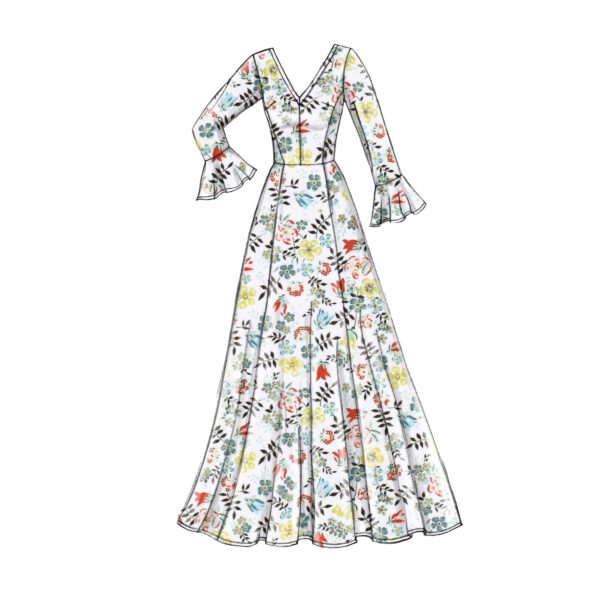 Vogue Schnittmuster V9328 - Kleid - Glockenrock - V-Ausschnitt – Bild 3