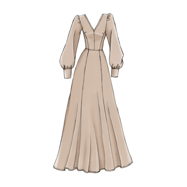 Vogue Schnittmuster V9328 - Kleid - Glockenrock - V-Ausschnitt – Bild 6