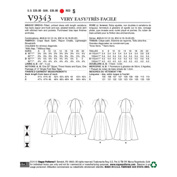 Vogue Schnittmuster V9343 - Kleid - bezauberndes Sommerkleid - ärmellos – Bild 4