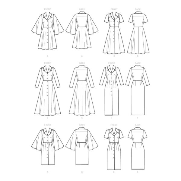Vogue Schnittmuster V9345 - Kleid - Mantelkleid - durchgehende Knopfleiste – Bild 9
