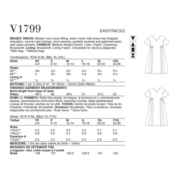 Vogue Schnittmuster V1799 - Kleid - üppige Weite, Relaxkleid – Bild 4