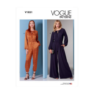 Vogue Schnittmuster V1851 - Overall Gummizug in der Taille - Ausschnitt mit Bindeband