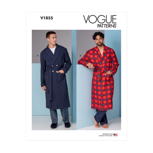 Vogue Schnittmuster V1855 - Morgenmantel für Herren - Bademantel - Hausmantel