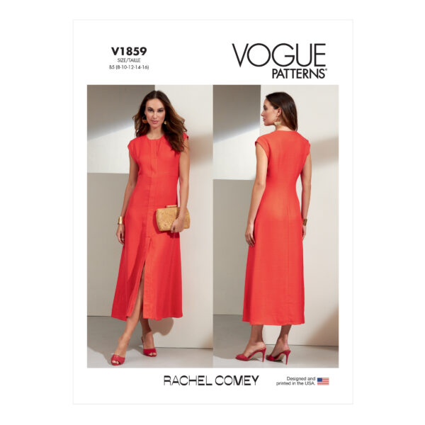 Vogue Schnittmuster V1859 - elegantes Kleid - Etuikleid - durchgehende Knopfleiste - ärmellos