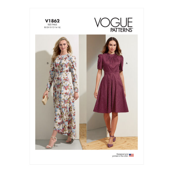 Vogue Schnittmuster V1862 - elegantes Kleid - mit Schärpeneinsatz vorn