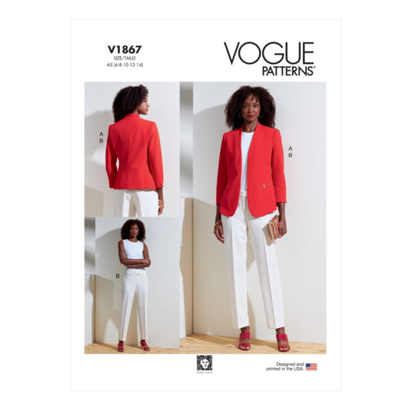Vogue Schnittmuster V1867 - Hosenanzug - Blazer - schmale Hose