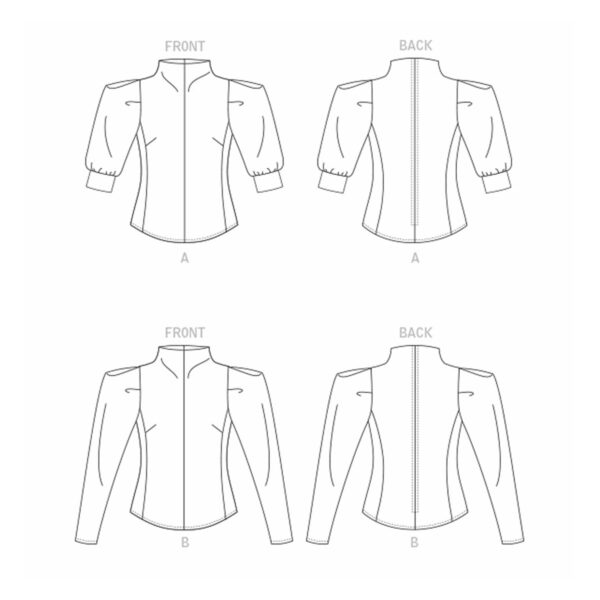 Vogue Schnittmuster V1847 - Bluse mit Stehkragen - Puffärmel - Reißverschluss hinten – Bild 9