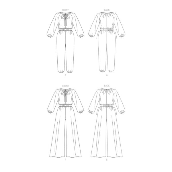 Vogue Schnittmuster V1851 - Overall Gummizug in der Taille - Ausschnitt mit Bindeband – Bild 7