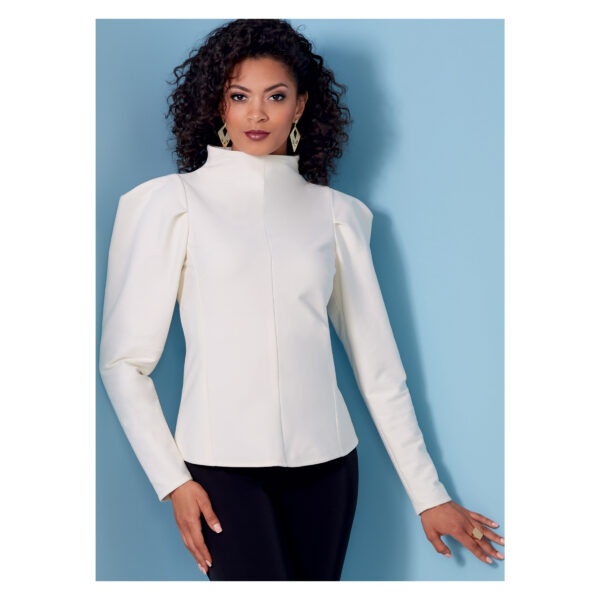 Vogue Schnittmuster V1847 - Bluse mit Stehkragen - Puffärmel - Reißverschluss hinten – Bild 2