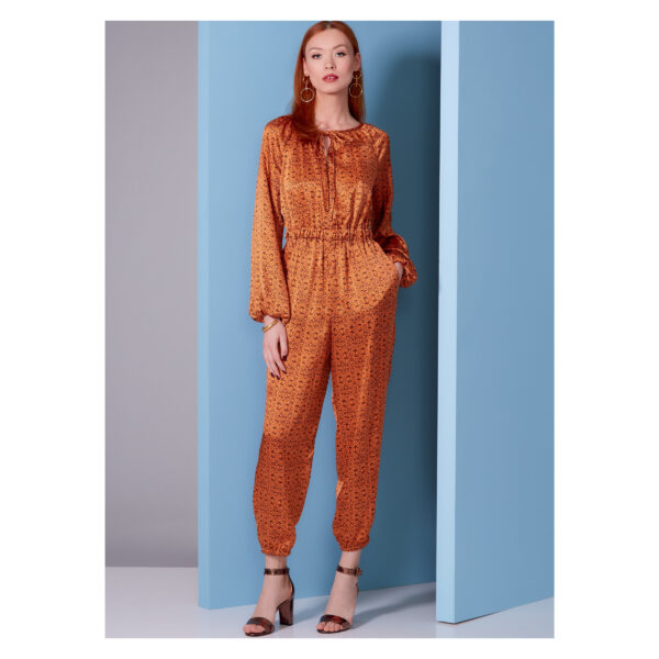 Vogue Schnittmuster V1851 - Overall Gummizug in der Taille - Ausschnitt mit Bindeband – Bild 2