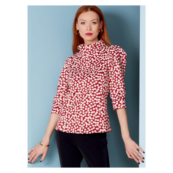 Vogue Schnittmuster V1847 - Bluse mit Stehkragen - Puffärmel - Reißverschluss hinten – Bild 3
