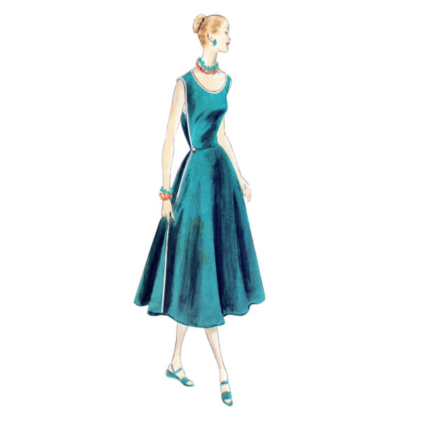 Vogue Schnittmuster V1864 - schlichtes Sommerkleid - Schürzenkleid - Vintage 1953 – Bild 3