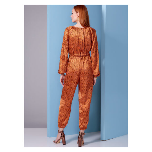 Vogue Schnittmuster V1851 - Overall Gummizug in der Taille - Ausschnitt mit Bindeband – Bild 4