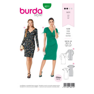 Burda Style Schnittmuster Nr. 6211 - Kleid in Wickeloptik - eng anliegend