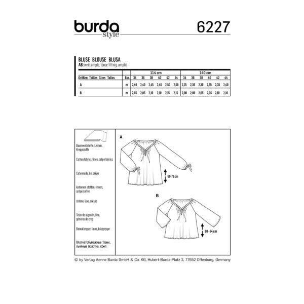 Burda Style Schnittmuster Nr. 6227 - Bluse - Carmenbluse - Banddurchzug – Bild 8