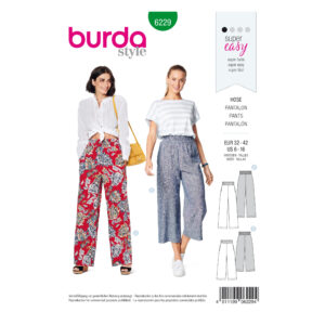 Burda Style Schnittmuster Nr. 6229 - Gummizughose mit Nahttaschen - weites Bein