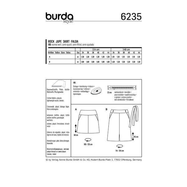 Burda Style Schnittmuster Nr. 6235 - Rock mit Passe - Hüftpassentaschen – Bild 8