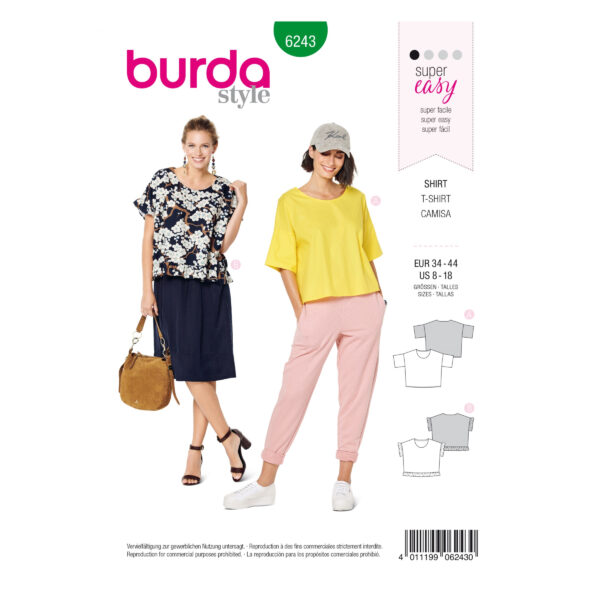 Burda Style Schnittmuster Nr. 6243 - Shirt - Ausschnitt rund - kastige Form - Rüschen