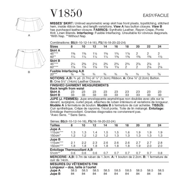 Vogue Schnittmuster V1850 - Wickelrock mit Sattel - zwei Längen – Bild 7