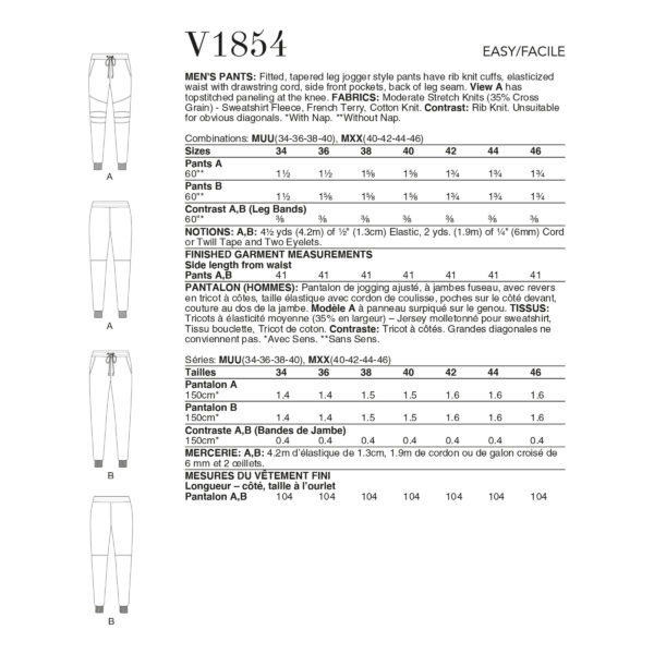 Vogue Schnittmuster V1854 - Jogginghose - Jogger - Freizeithose – Bild 6