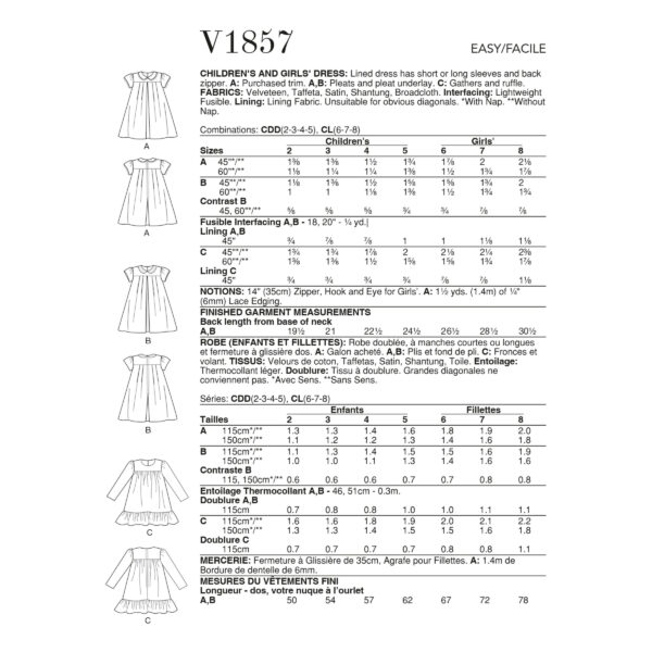 Vogue Schnittmuster V1857 - Kinderkleid - weit ausgestellt - Schwinger – Bild 5