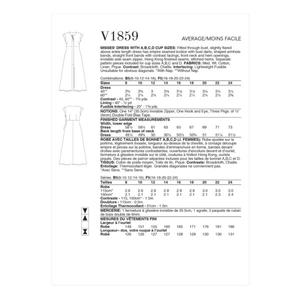 Vogue Schnittmuster V1859 - elegantes Kleid - Etuikleid - durchgehende Knopfleiste - ärmellos – Bild 4