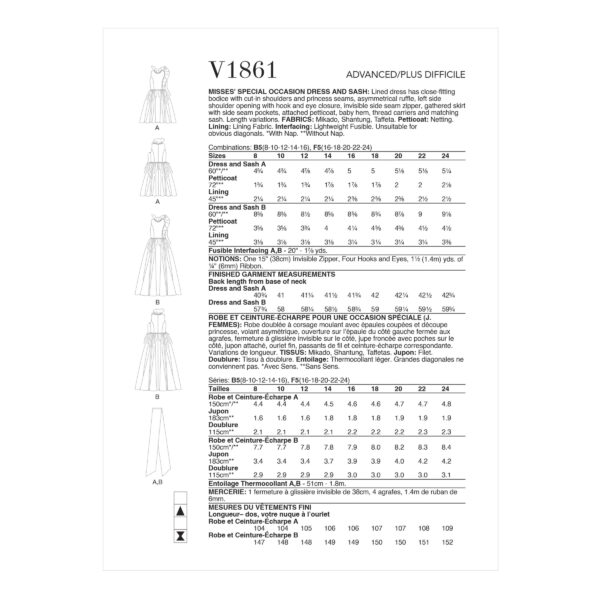 Vogue Schnittmuster V1861 - elegantes Kleid - Abendkleid mit großer Schleife – Bild 5