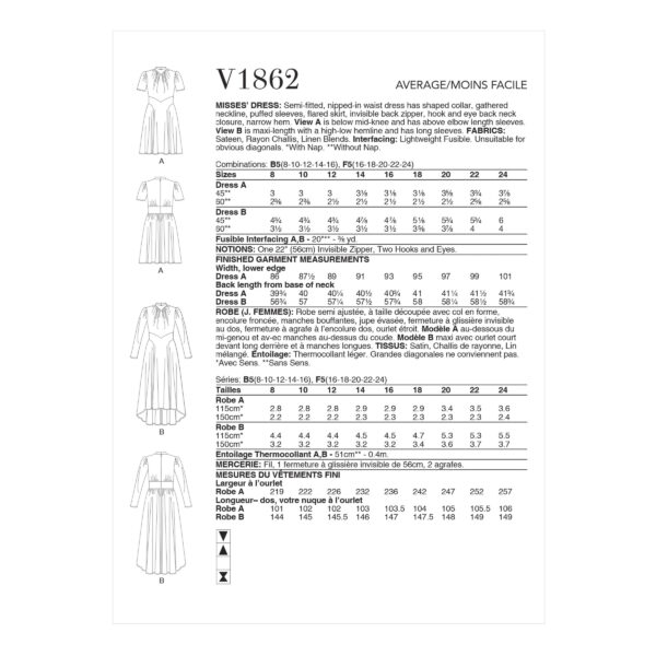 Vogue Schnittmuster V1862 - elegantes Kleid - mit Schärpeneinsatz vorn – Bild 7