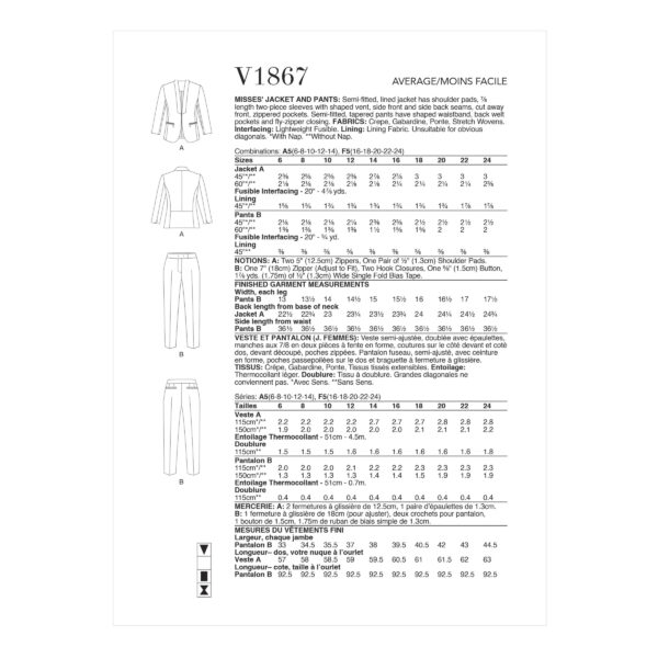 Vogue Schnittmuster V1867 - Hosenanzug - Blazer - schmale Hose – Bild 7