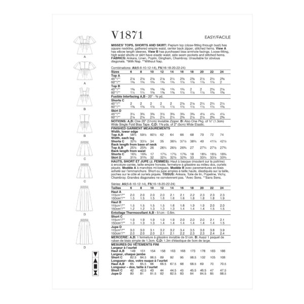 Vogue Schnittmuster V1871 - Rock und Bluse - 2 Kombinationen – Bild 8
