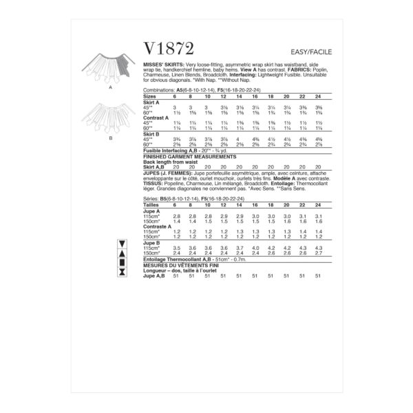 Vogue Schnittmuster V1872 - Rock - Wickelrock mit Zipfelabschluss – Bild 6