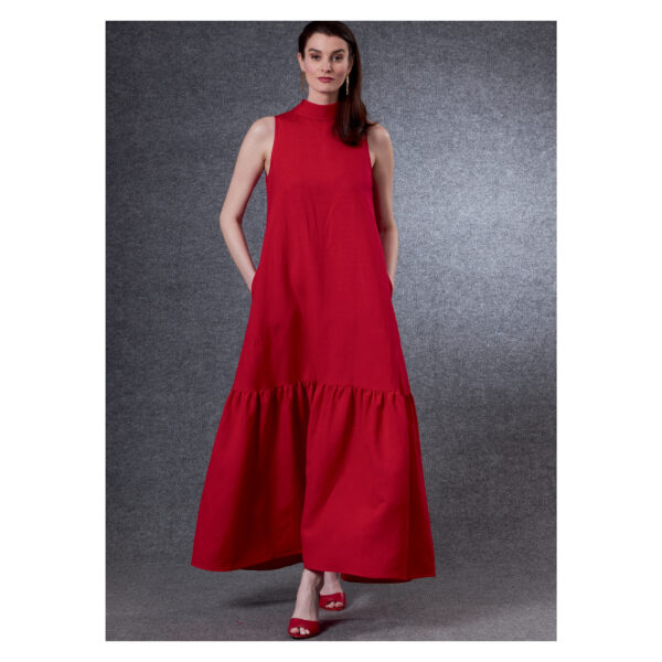 Vogue Schnittmuster V1802 - Kleid - Stehbündchen - ohne Arm – Bild 4