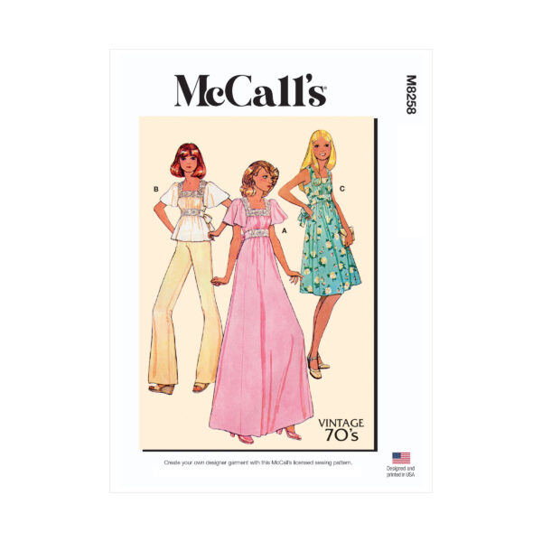 McCalls Schnittmuster M8258 - Kleid - Bluse mit Karee Ausschnitt
